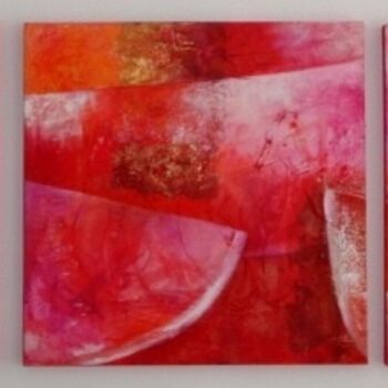 Painting titled "TRIPTICO ROJO DULCE" by Maria Del Carmen Perez Camino, Original Artwork