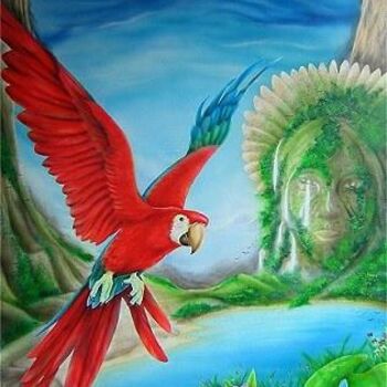 Pintura intitulada "rainforest" por Patrick Charuel, Obras de arte originais, Óleo