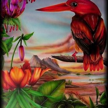 Картина под названием "vision tropicale" - Patrick Charuel, Подлинное произведение искусства, Масло