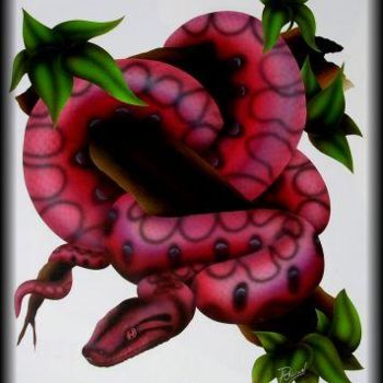 Schilderij getiteld "serpent" door Patrick Charuel, Origineel Kunstwerk, Olie