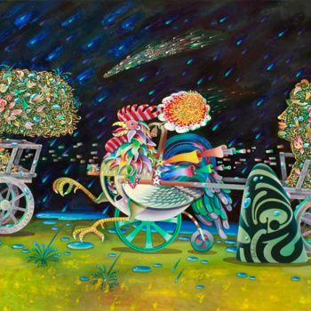 Pintura intitulada "The Race" por Sergey Pchelintsev, Obras de arte originais, Óleo