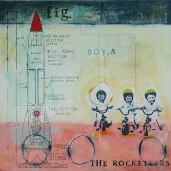 Painting titled "The Rocketeers" by Pc Morgan, Original Artwork, Acrylic Mounted on Wood Stretcher frame