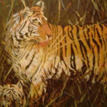 Painting titled "Tigresse" by Pascal Deveze, Original Artwork