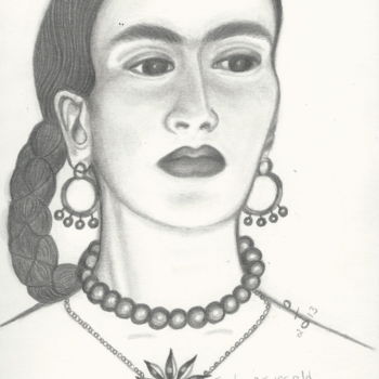 Drawing titled "frida-with-sacred-h…" by Drapala Gallery, Original Artwork