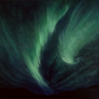 Painting titled "Northern Lights" by Vicki Van Vynckt, Original Artwork, Oil Mounted on Wood Stretcher frame