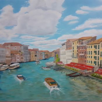 Pintura intitulada "Veneza" por Júnior Camargo, Obras de arte originais, Óleo Montado em Painel de madeira