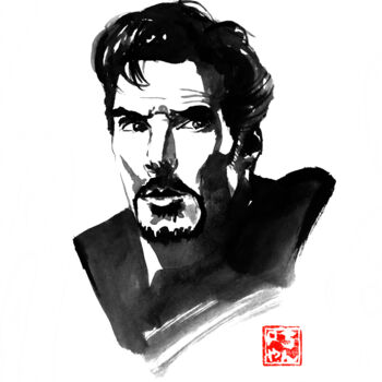 Dessin intitulée "doctor strange" par Péchane, Œuvre d'art originale, Encre