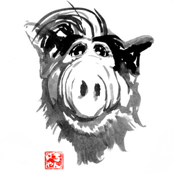 Drawing titled "alf" by Péchane, Original Artwork, Ink