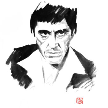 Drawing titled "scarface" by Péchane, Original Artwork, Ink