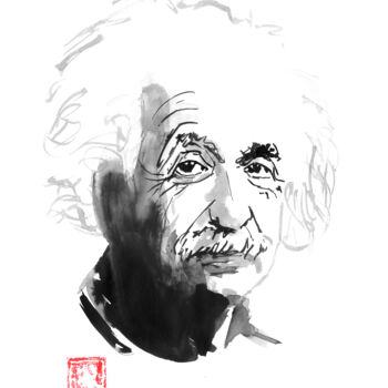 Drawing titled "albert einstein" by Péchane, Original Artwork, Watercolor