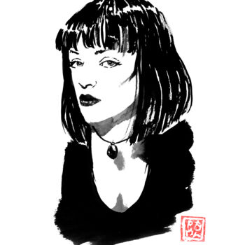 Drawing titled "mia wallace" by Péchane, Original Artwork, Watercolor