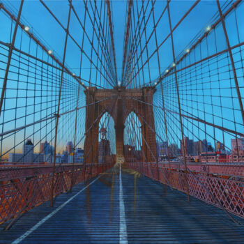 Peinture intitulée "Brooklyn Bridge NY" par Peda Radovanovic, Œuvre d'art originale, Huile