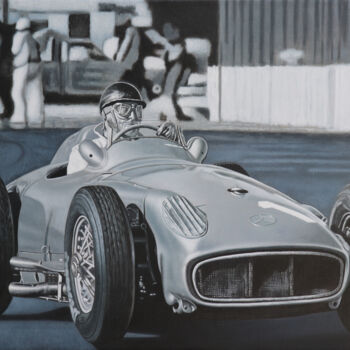 Ζωγραφική με τίτλο "Mercedes W196 US GP…" από Peda Radovanovic, Αυθεντικά έργα τέχνης, Λάδι