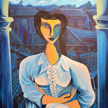 Painting titled "Balcones de Mi Pueb…" by Jorge Alejandro Pedrido, Original Artwork, Acrylic