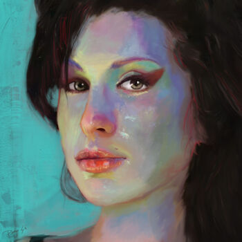 Digital Arts titled "Amy Winehouse" by Pedro Sá, Original Artwork, Digital Painting