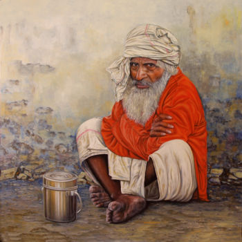 Peinture intitulée "Hombre de India. ol…" par Vergara, Œuvre d'art originale, Huile