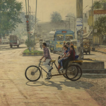Painting titled "Calle de la India.…" by Vergara, Original Artwork, Oil