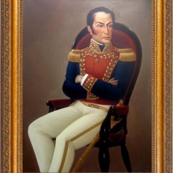 Painting titled "EL LIBERTADOR SIMON…" by Pedro Andres Gutierrez Ayala, Original Artwork, Oil