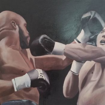 Schilderij getiteld "boxe" door Pedro Silva, Origineel Kunstwerk, Olie