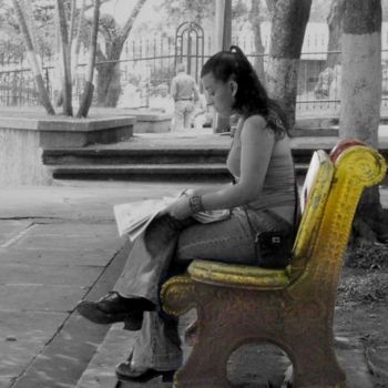 Photography titled "girl-bench-yellow.j…" by Pedro De La Montaña, Original Artwork