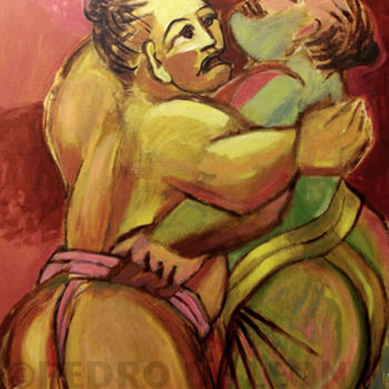 Painting titled "LUTTEURS" by Pedro De Leon, Original Artwork