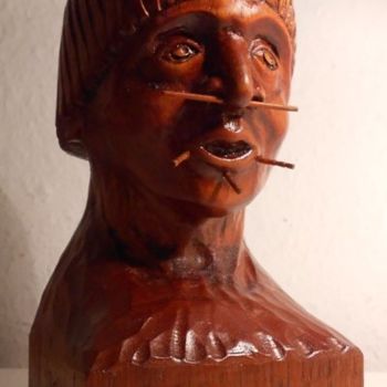Скульптура под названием "YANOMAMI" - Pedro Alberto Galindo Chagín, Подлинное произведение искусства