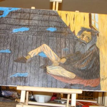 Pintura intitulada "mendigo" por Pedro Ribeiro, Obras de arte originais