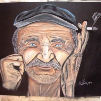 Painting titled "O velho do cigarro" by Pedro Ribeiro, Original Artwork