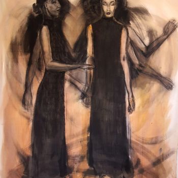 Peinture intitulée "Alter ego" par Pedro Siratz, Œuvre d'art originale, Fusain