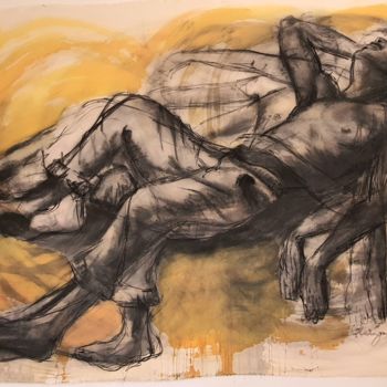 Painting titled "REM" by Pedro Siratz, Original Artwork, Charcoal
