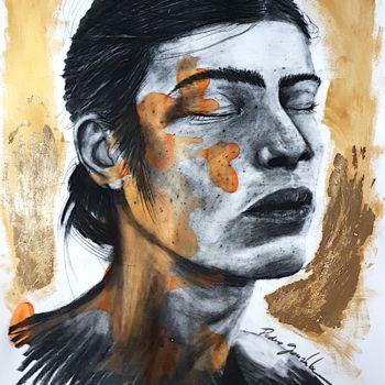 Drawing titled "Dreamer III" by Pedro Siratz, Original Artwork, Charcoal Mounted on Wood Panel