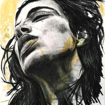 Drawing titled "Dreamer IV" by Pedro Siratz, Original Artwork, Charcoal Mounted on Wood Panel