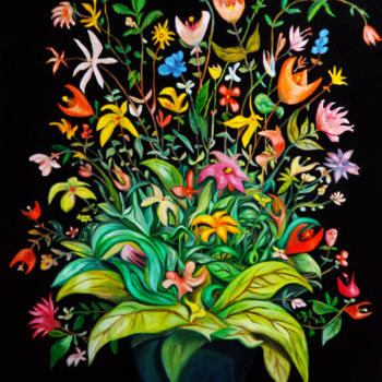 Ζωγραφική με τίτλο "flores.jpg" από Pedro Tchen, Αυθεντικά έργα τέχνης