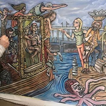 Peinture intitulée "barca do inferno" par Pedro Tchen, Œuvre d'art originale, Huile
