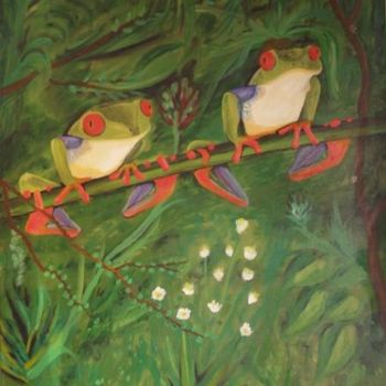 Malerei mit dem Titel "Treefrogs" von Pegasuspaintings, Original-Kunstwerk