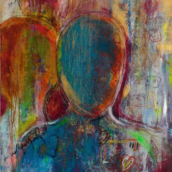 Картина под названием "Nos âmes retrouvées" - Peggy Drouault, Подлинное произведение искусства, Акрил Установлен на Деревянн…
