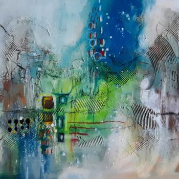 Картина под названием "La ville enchantée" - Peggy Drouault, Подлинное произведение искусства, Акрил Установлен на Деревянна…