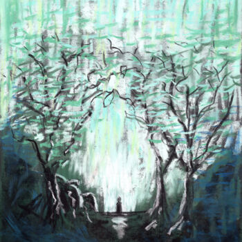 Painting titled "Forêt enchantée" by Peggy Drouault, Original Artwork, Pastel