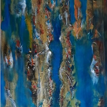 Painting titled "OCEAN - 50 x 61 cm…" by Peggy Drouault, Original Artwork, Acrylic Mounted on Wood Stretcher frame