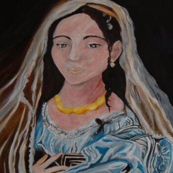 Malerei mit dem Titel "Donna Maria" von Peggy Hamfler, Original-Kunstwerk, Öl