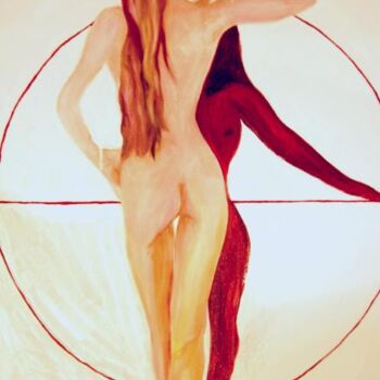 Malerei mit dem Titel "Damenakt in roter S…" von Peggy Hamfler, Original-Kunstwerk