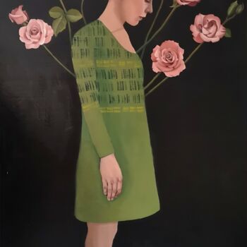 Peinture intitulée "Le temps d'une rose" par Peggy Lurton, Œuvre d'art originale, Huile Monté sur Châssis en bois