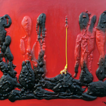 Peinture intitulée ""Rouge et Noir"" par Wilfried Vincent, Œuvre d'art originale, Huile