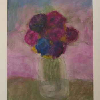Painting titled "BOUQUET ROSE" by Muryel Tomme, Original Artwork, Oil