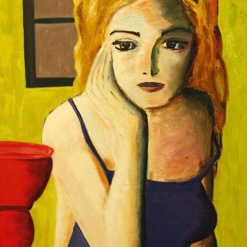 Painting titled "PORTRAIT d'Alexia" by Muryel Tomme, Original Artwork, Acrylic