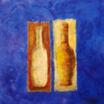 Painting titled "BOUTEILLES" by Muryel Tomme, Original Artwork, Oil