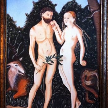 Pittura intitolato "Adam et Eve" da Michèle Monnet, Opera d'arte originale