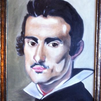 Malerei mit dem Titel "Portrait de Velasqu…" von Michèle Monnet, Original-Kunstwerk