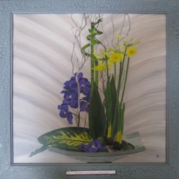 Painting titled "97-bouquet-orchidee…" by Bernard Ledoyen, Original Artwork, Oil
