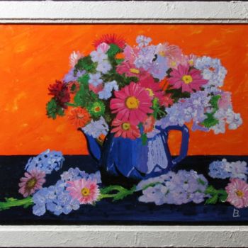 Painting titled "85 bouquet-dans-une…" by Bernard Ledoyen, Original Artwork, Oil